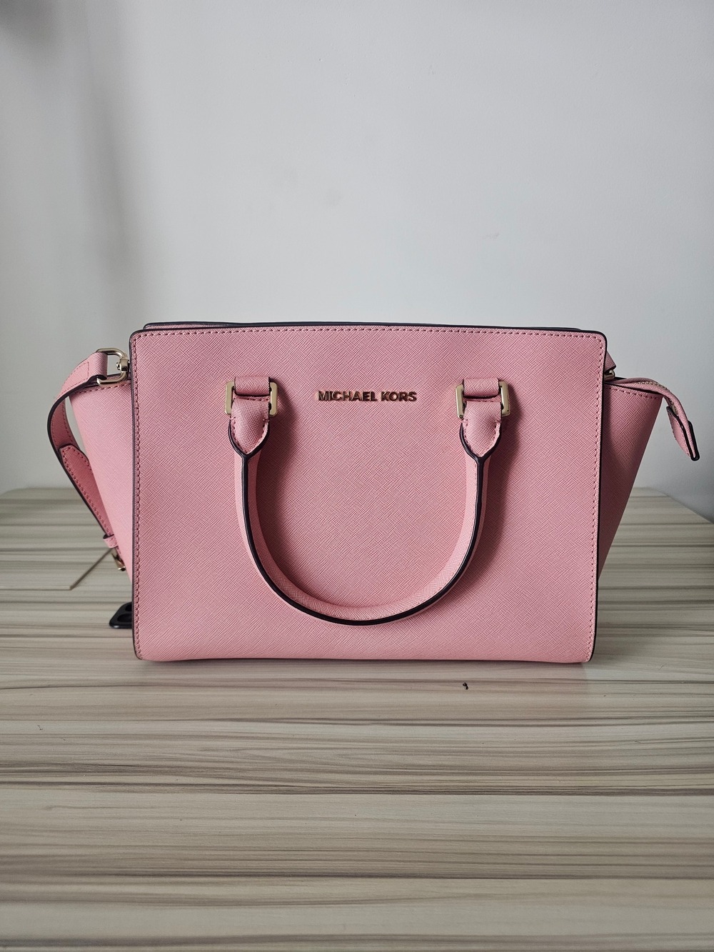 Michael Kors Selma Pink Saffiano Satchel with Crossbody Bag